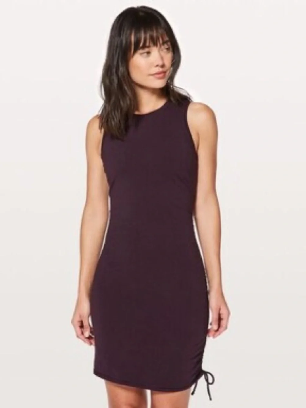 Lululemon Cinch It Dress in the color Black Cherry